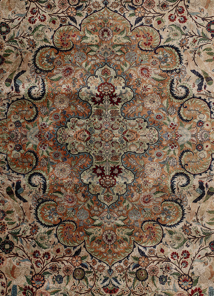 gulmarg green silk hand knotted Rug - CloseUp gulmarg green silk hand knotted Rug - CloseUp