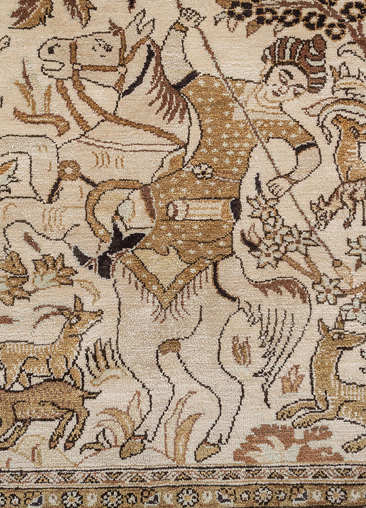 gulmarg ivory silk hand knotted Rug - CloseUp gulmarg ivory silk hand knotted Rug - CloseUp