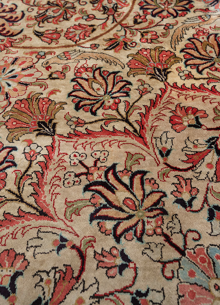 gulmarg blue silk hand knotted Rug - CloseUp