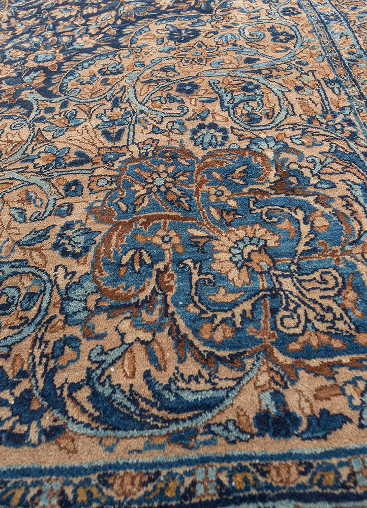 aalam blue wool hand knotted Rug - CloseUp aalam blue wool hand knotted Rug - CloseUp