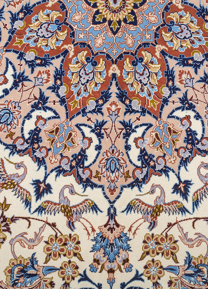 aalam blue wool and silk hand knotted Rug - CloseUp