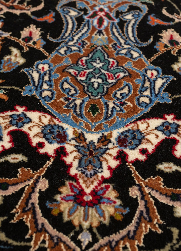 aalam blue wool and silk hand knotted Rug - CloseUp aalam blue wool and silk hand knotted Rug - CloseUp