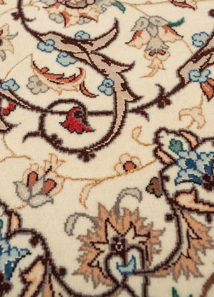 aalam red and orange wool and silk hand knotted Rug - CloseUp aalam red and orange wool and silk hand knotted Rug - CloseUp