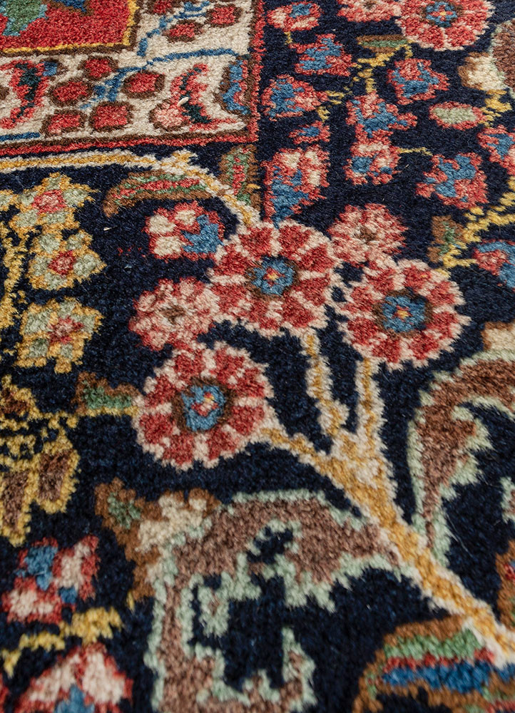 aalam blue wool hand knotted Rug - CloseUp