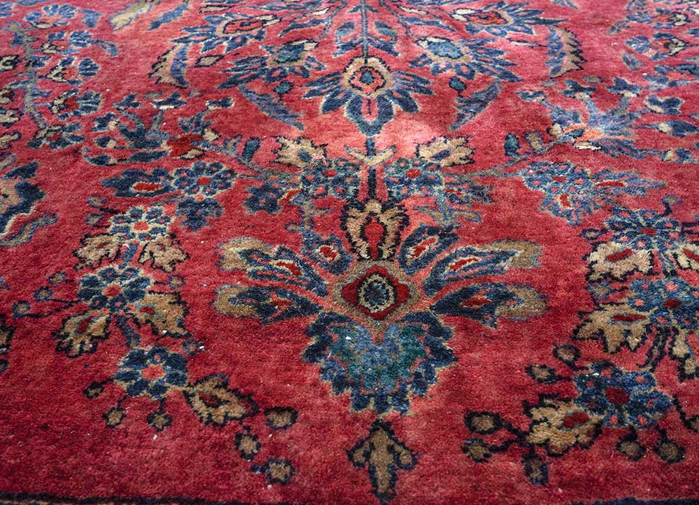 aalam red and orange wool hand knotted Rug - CloseUp aalam red and orange wool hand knotted Rug - CloseUp