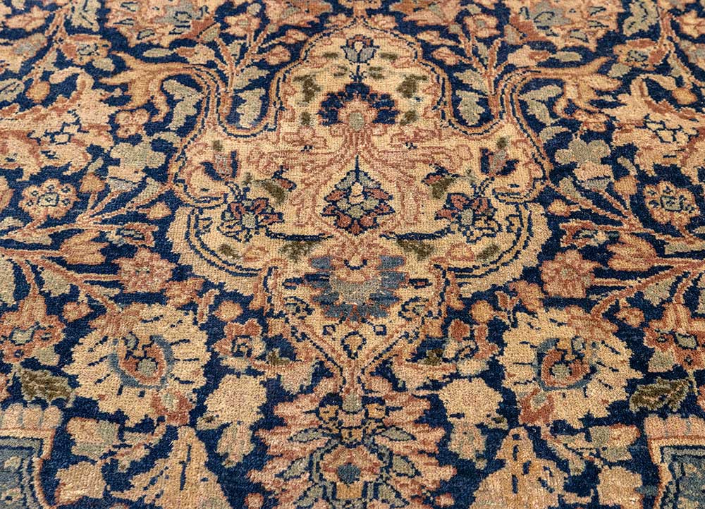 aalam blue wool hand knotted Rug - CloseUp aalam blue wool hand knotted Rug - CloseUp