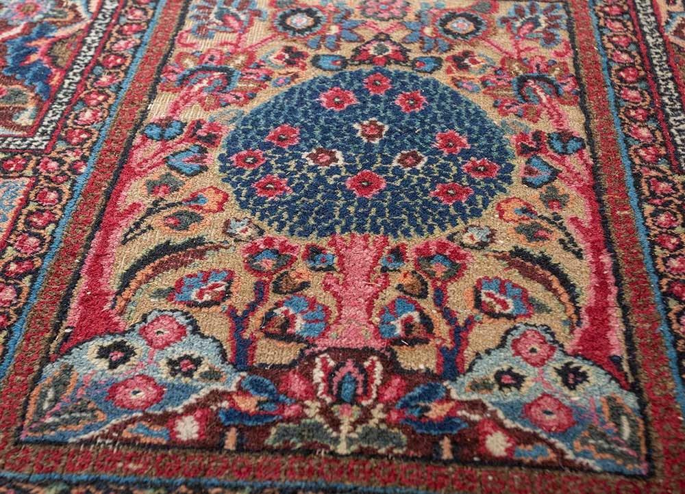 aalam pink and purple wool hand knotted Rug - CloseUp