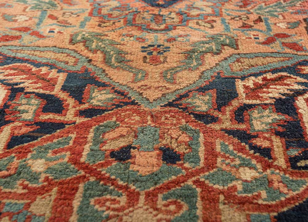 aalam red and orange wool hand knotted Rug - CloseUp aalam red and orange wool hand knotted Rug - CloseUp