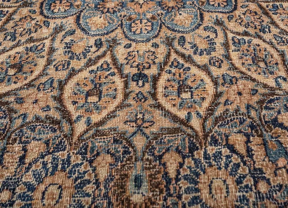 aalam blue wool hand knotted Rug - CloseUp