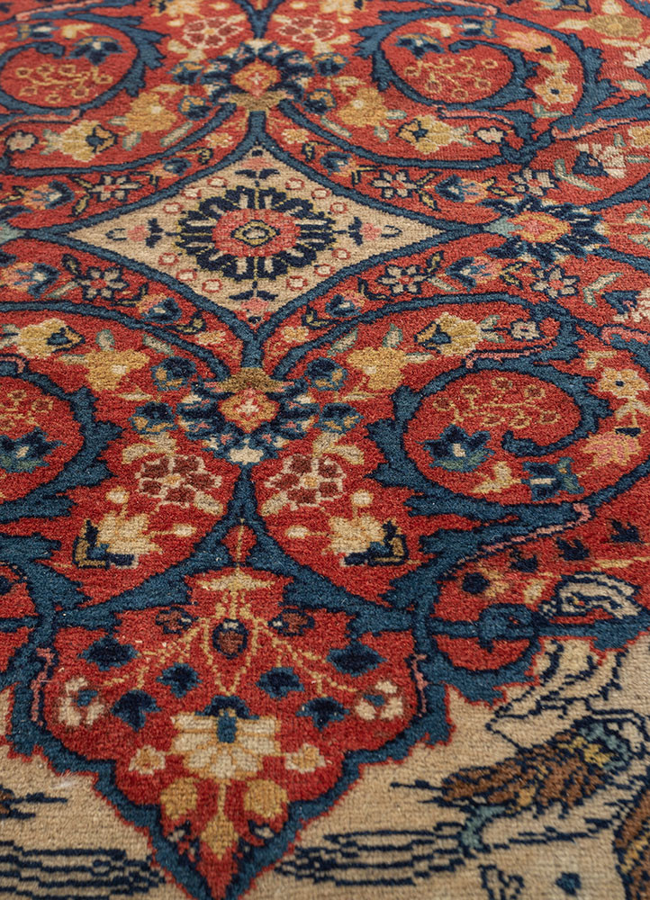 aalam blue wool hand knotted Rug - CloseUp