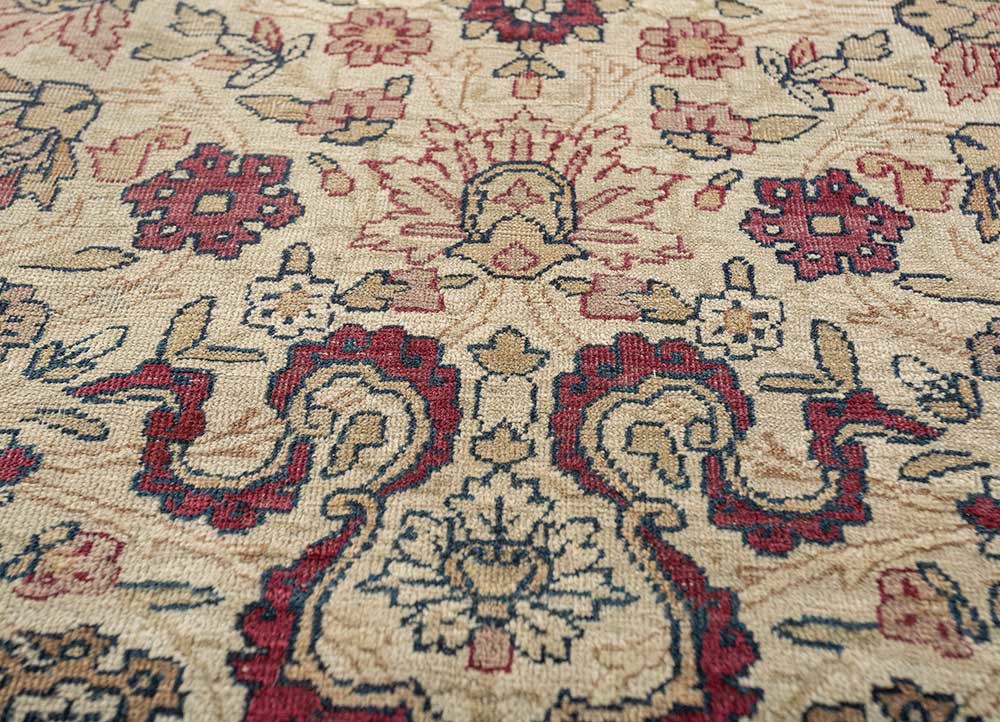 aalam green wool hand knotted Rug - CloseUp
