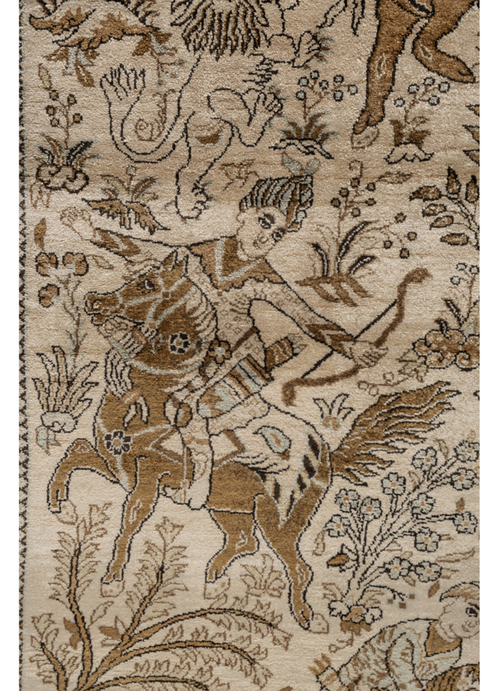 aprezo beige and brown silk hand knotted Rug - CloseUp aprezo beige and brown silk hand knotted Rug - CloseUp