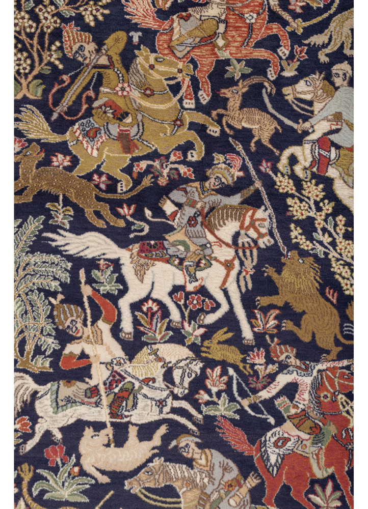 aprezo blue wool hand knotted Rug - CloseUp