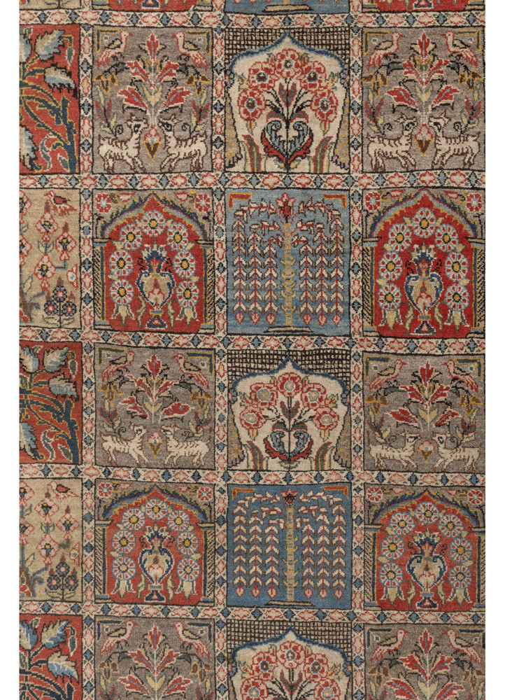 aalam red and orange wool hand knotted Rug - CloseUp