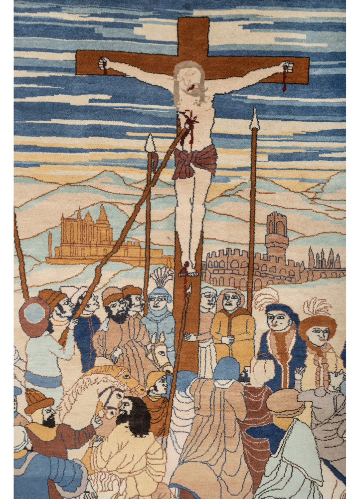 aprezo ivory wool hand knotted Rug - CloseUp