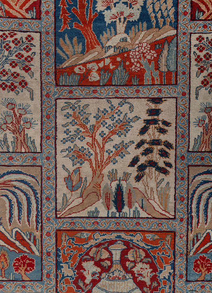 aalam red and orange wool hand knotted Rug - CloseUp aalam red and orange wool hand knotted Rug - CloseUp