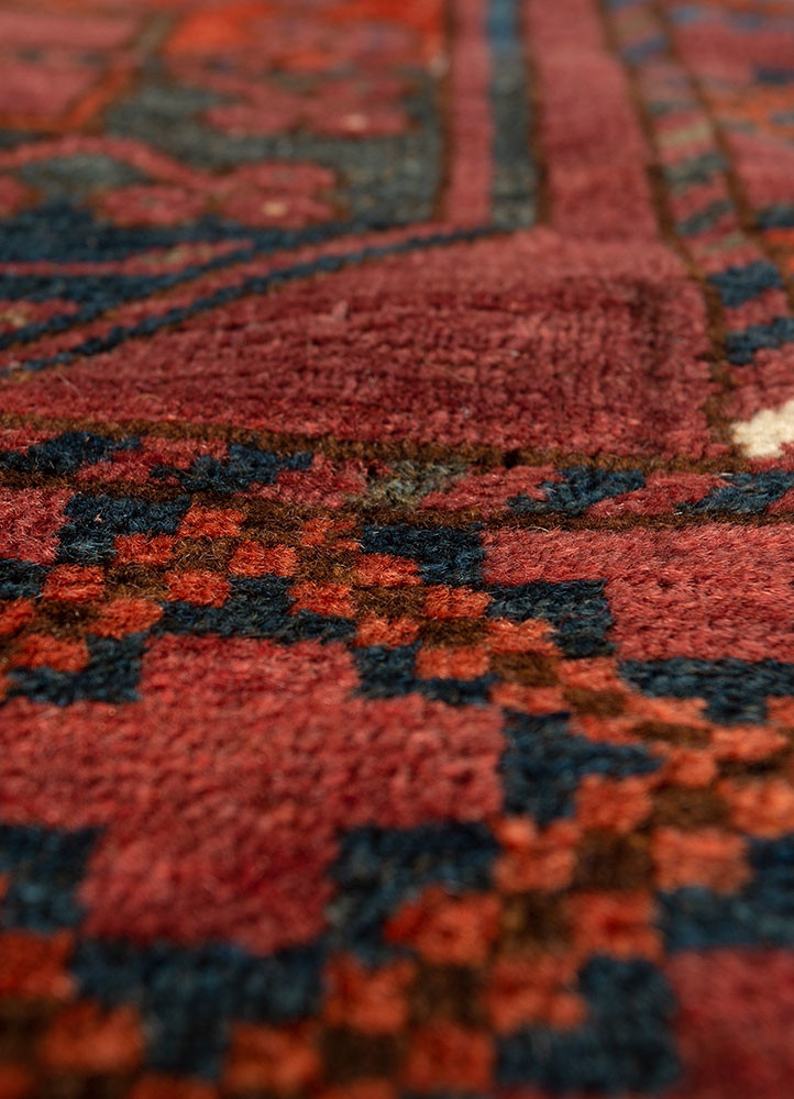 kiaan red and orange wool hand knotted Rug - CloseUp kiaan red and orange wool hand knotted Rug - CloseUp