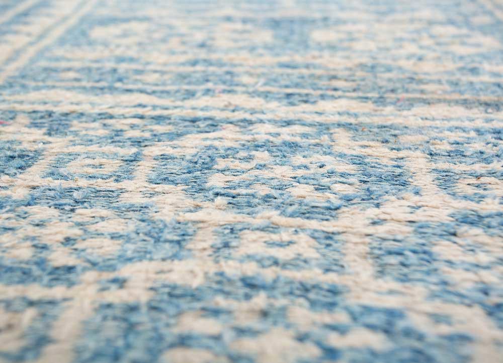 nayaab blue wool flat weaves Rug - CloseUp