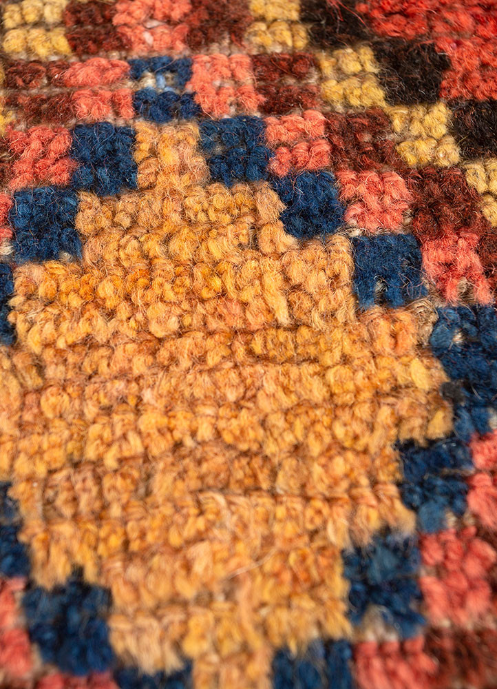 nuray red and orange wool hand knotted Rug - CloseUp