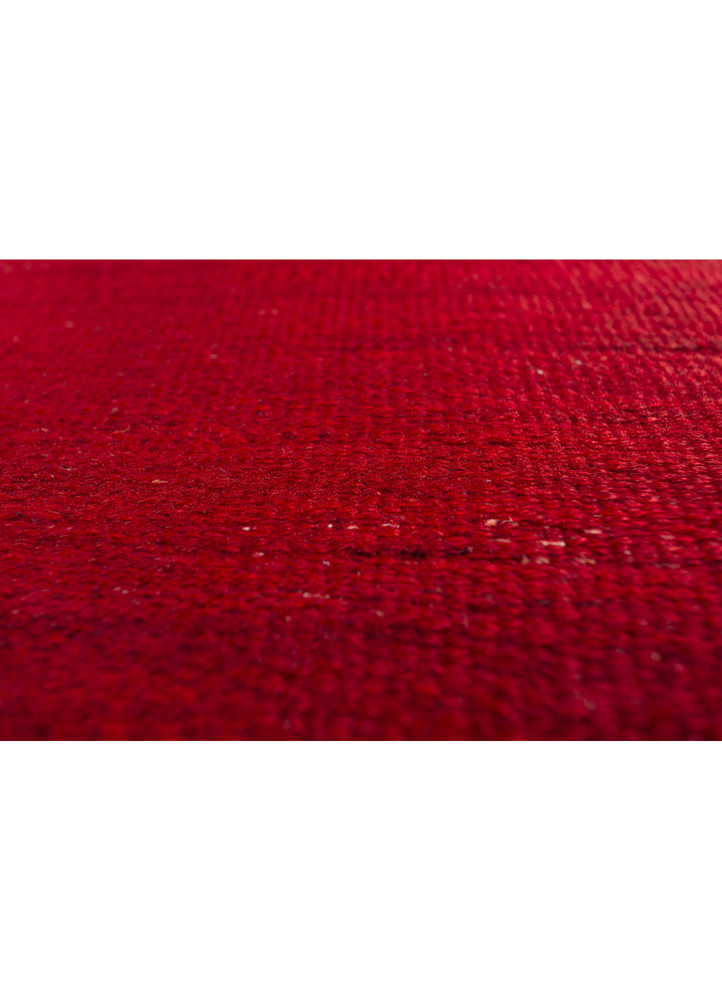 nayaab red and orange wool flat weaves Rug - CloseUp