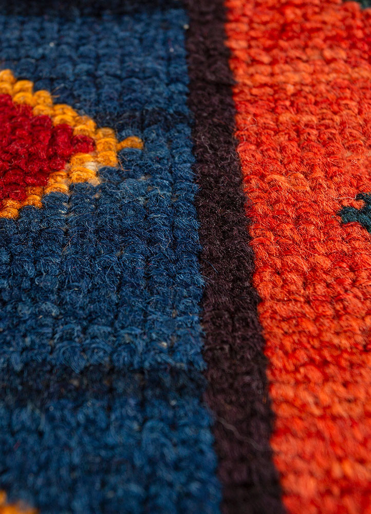 nuray red and orange wool hand knotted Rug - CloseUp nuray red and orange wool hand knotted Rug - CloseUp
