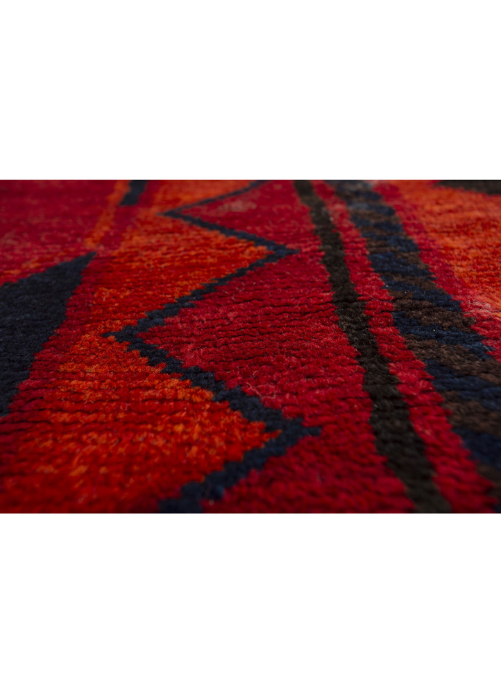 nuray red and orange wool hand knotted Rug - CloseUp