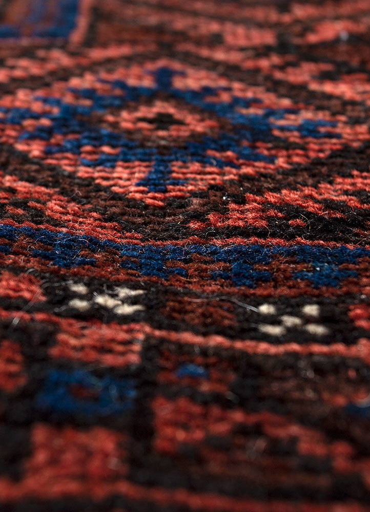 nuray red and orange wool hand knotted Rug - CloseUp