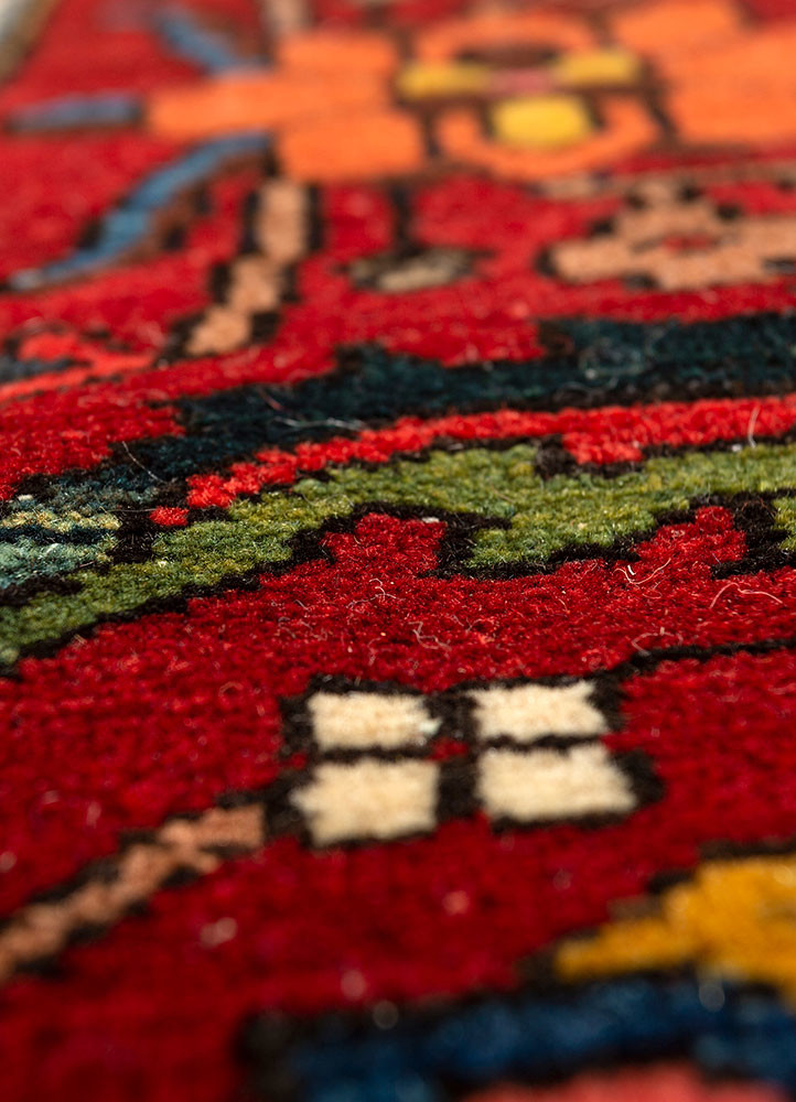aalam blue wool hand knotted Rug - CloseUp