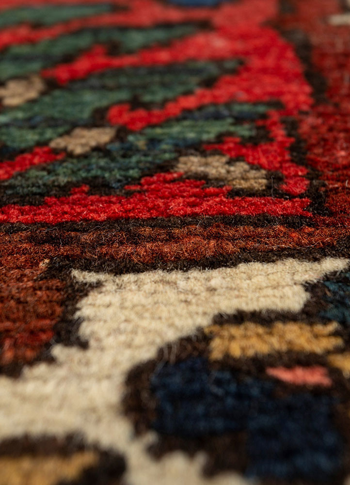 aalam red and orange wool hand knotted Rug - CloseUp aalam red and orange wool hand knotted Rug - CloseUp
