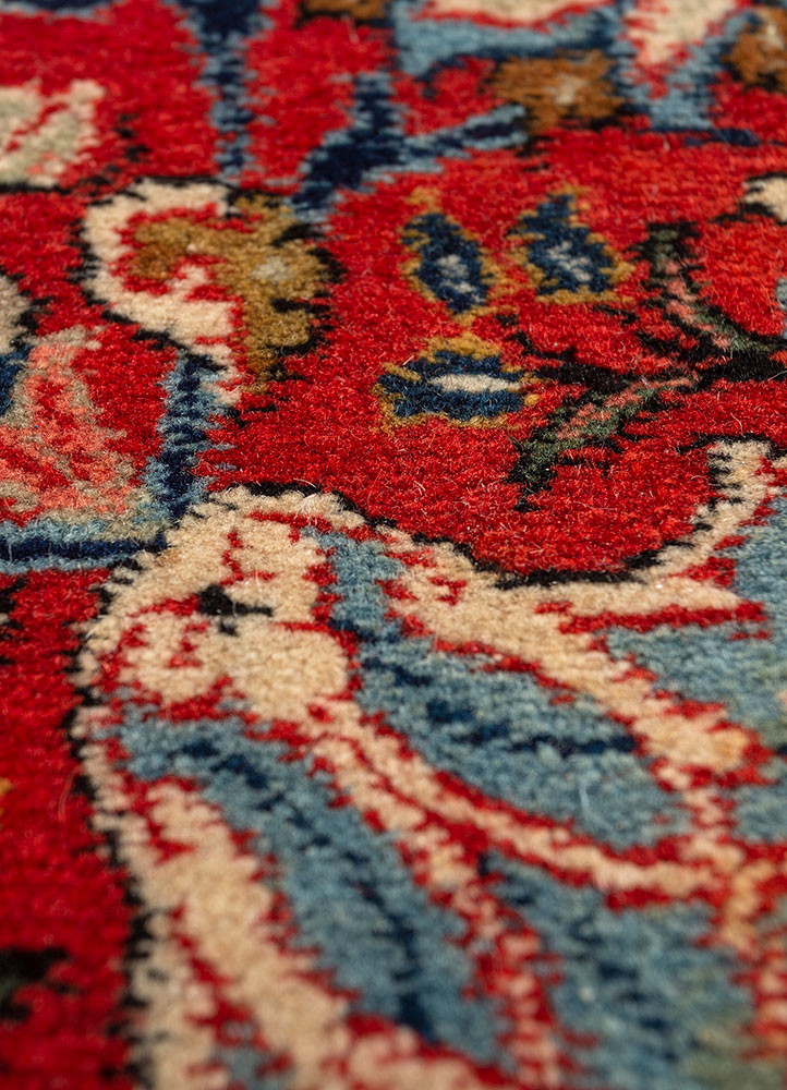 aalam blue wool hand knotted Rug - CloseUp aalam blue wool hand knotted Rug - CloseUp