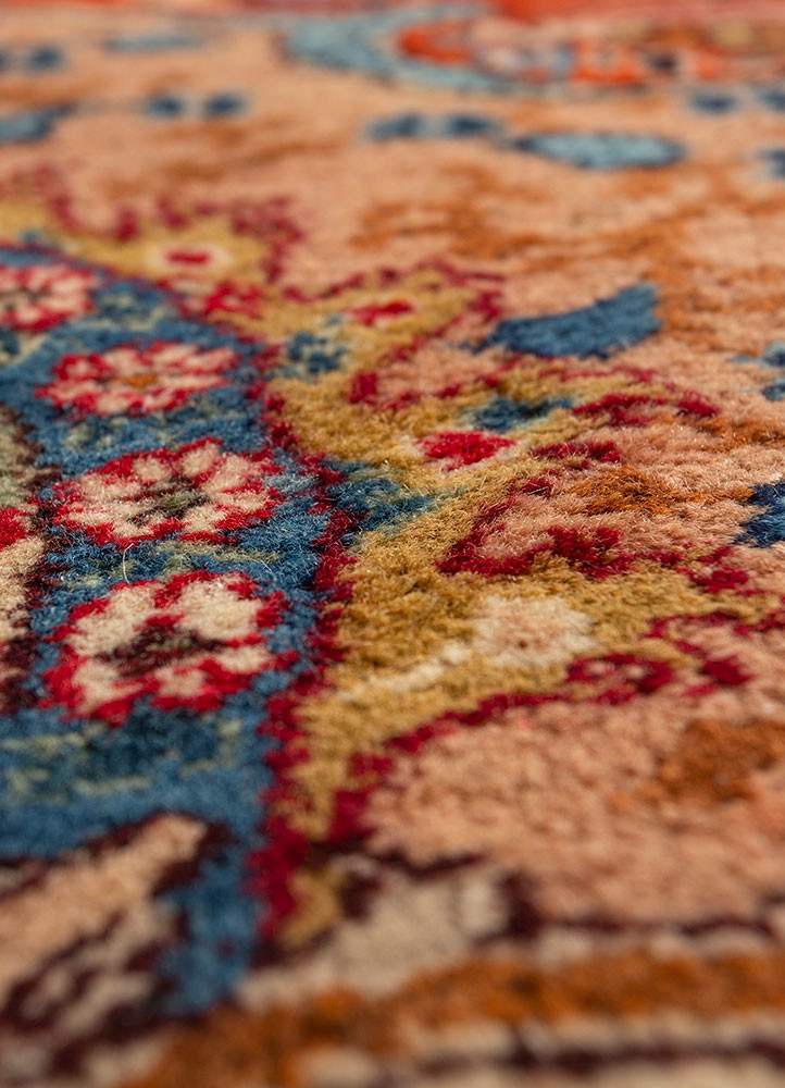 aalam blue wool hand knotted Rug - CloseUp