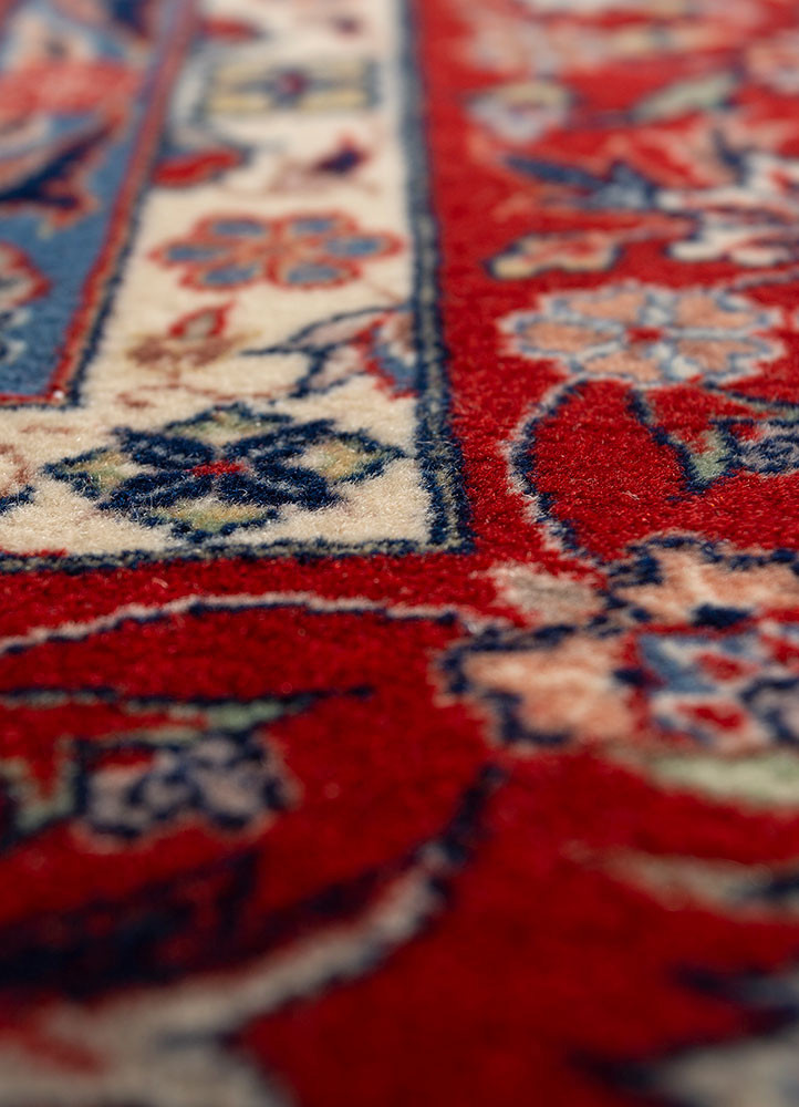 aalam blue wool hand knotted Rug - CloseUp