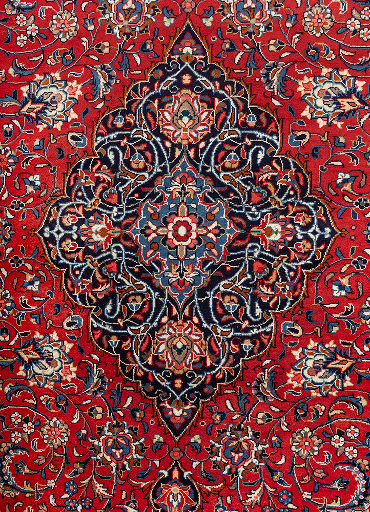 aalam red and orange wool hand knotted Rug - CloseUp aalam red and orange wool hand knotted Rug - CloseUp