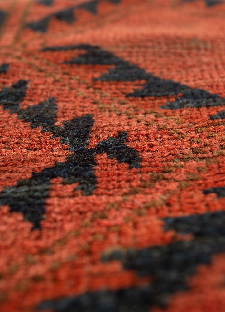 kiaan red and orange wool hand knotted Rug - CloseUp kiaan red and orange wool hand knotted Rug - CloseUp