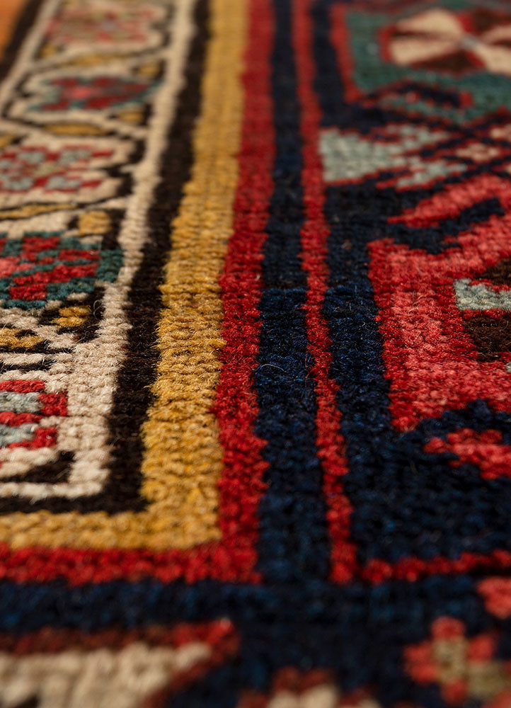 kiaan red and orange wool hand knotted Rug - CloseUp