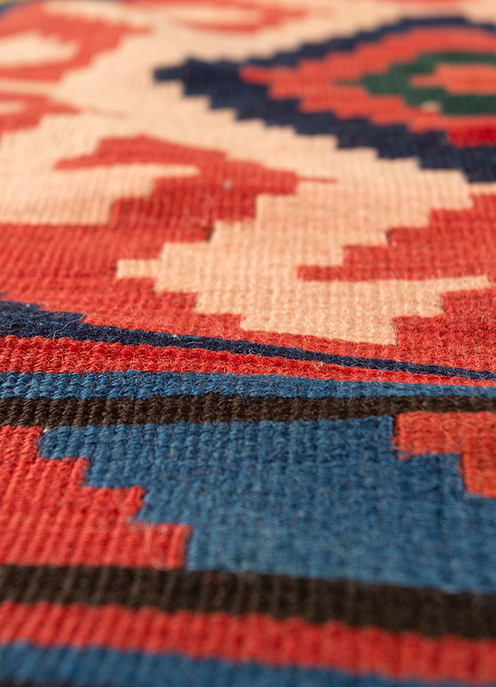 nayaab blue wool flat weaves Rug - CloseUp nayaab blue wool flat weaves Rug - CloseUp