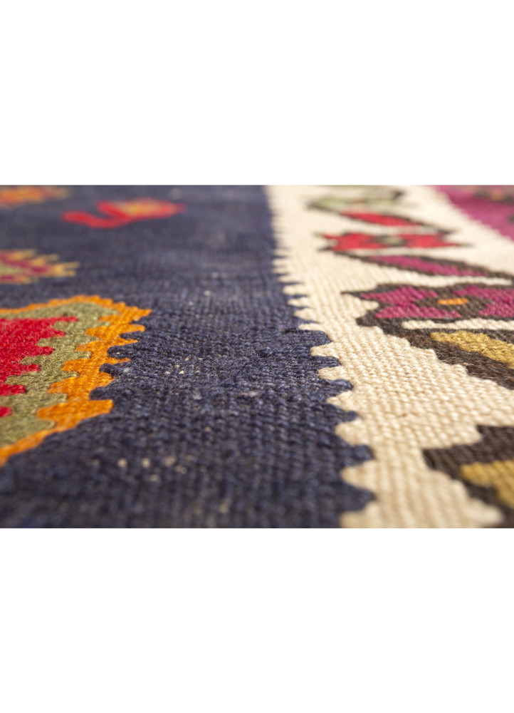 nayaab blue wool flat weaves Rug - CloseUp