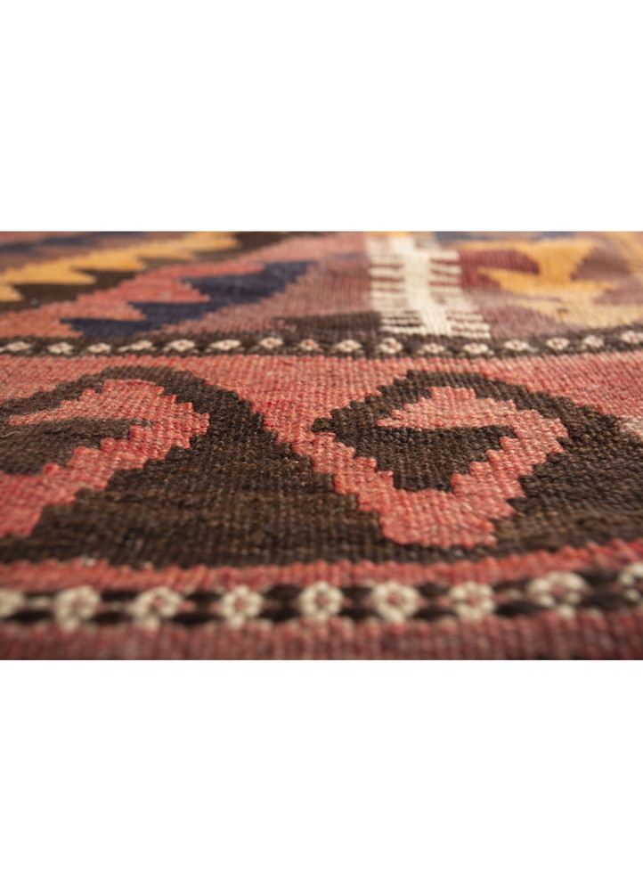 nayaab beige and brown wool flat weaves Rug - CloseUp