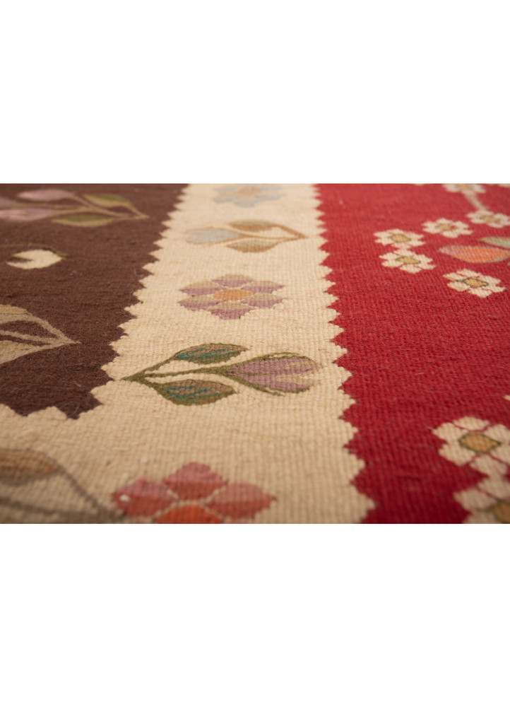 nayaab beige and brown wool flat weaves Rug - CloseUp