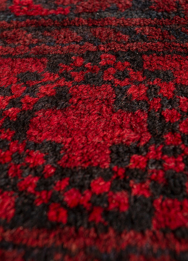 kiaan red and orange wool hand knotted Rug - CloseUp