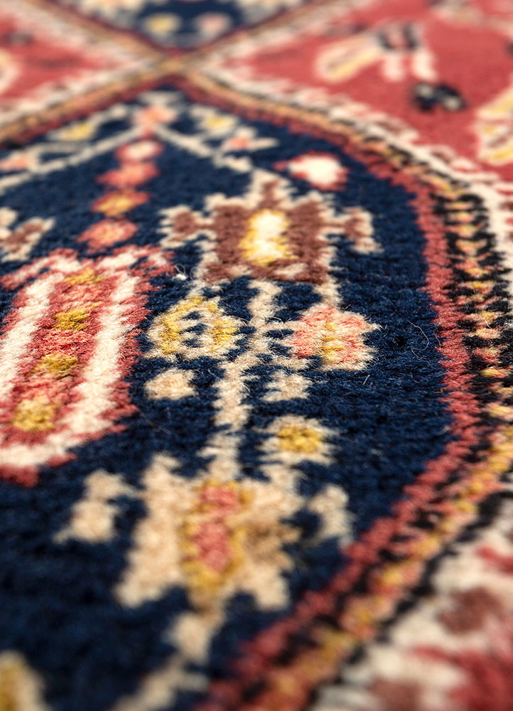 aalam red and orange wool hand knotted Rug - CloseUp aalam red and orange wool hand knotted Rug - CloseUp