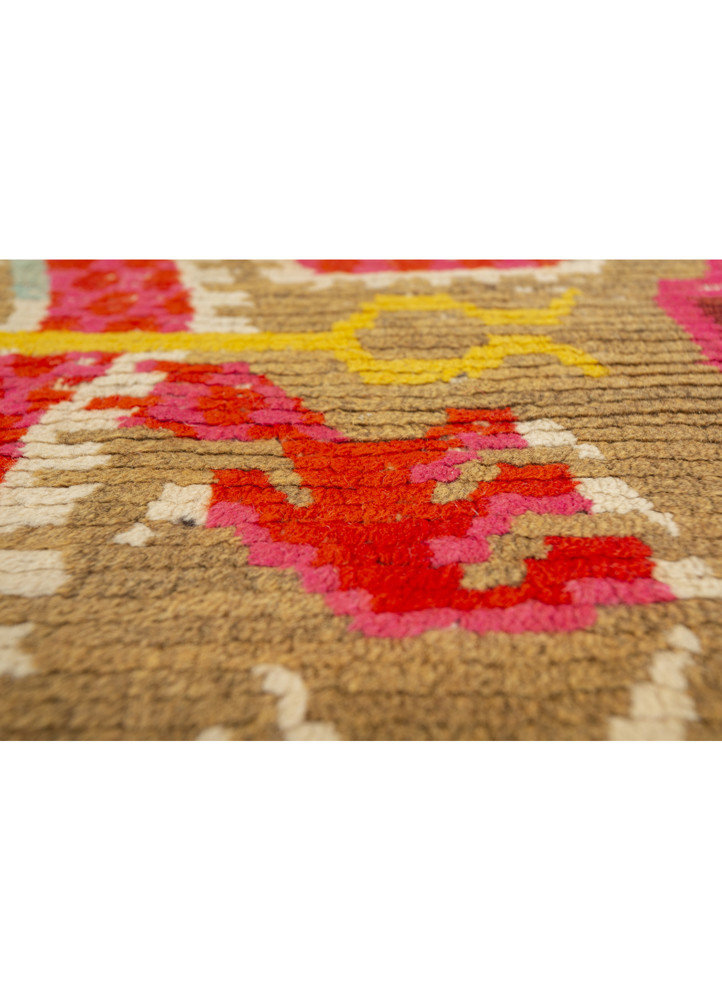 nayaab beige and brown wool flat weaves Rug - CloseUp