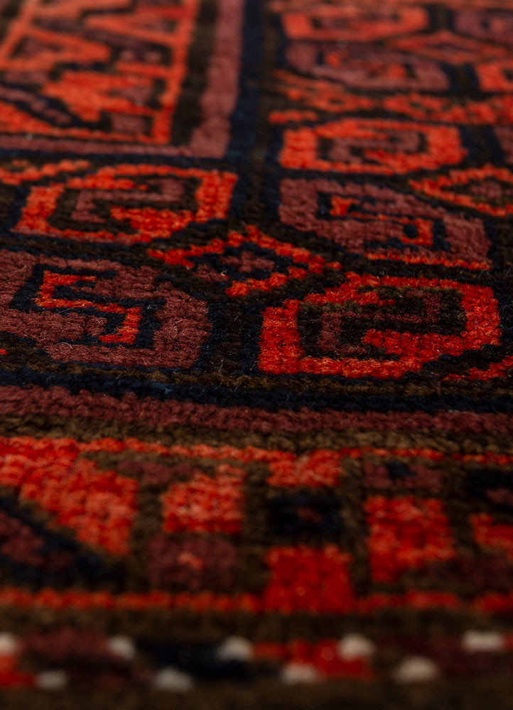 kiaan red and orange wool hand knotted Rug - CloseUp
