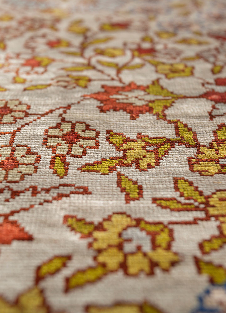 gulmarg ivory silk hand knotted Rug - CloseUp gulmarg ivory silk hand knotted Rug - CloseUp
