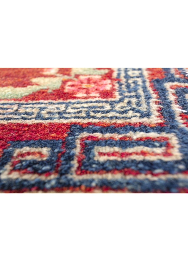 pechino red and orange wool hand knotted Rug - CloseUp
