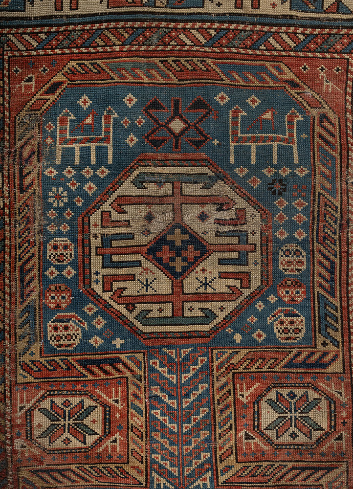 kiaan blue wool hand knotted Rug - CloseUp