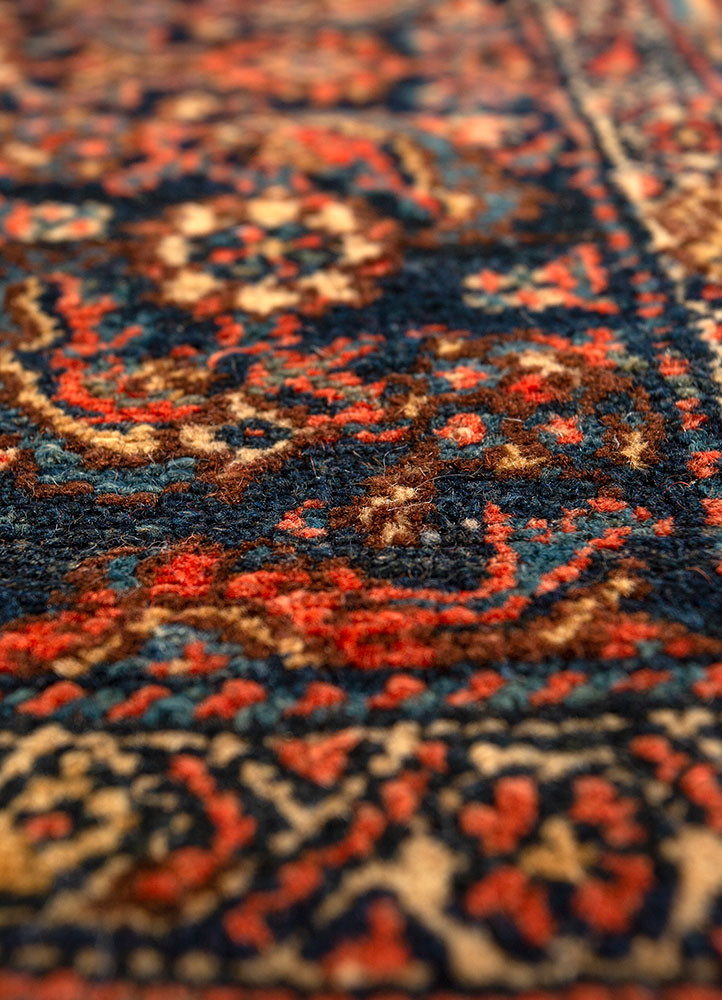 aalam blue wool hand knotted Rug - CloseUp aalam blue wool hand knotted Rug - CloseUp