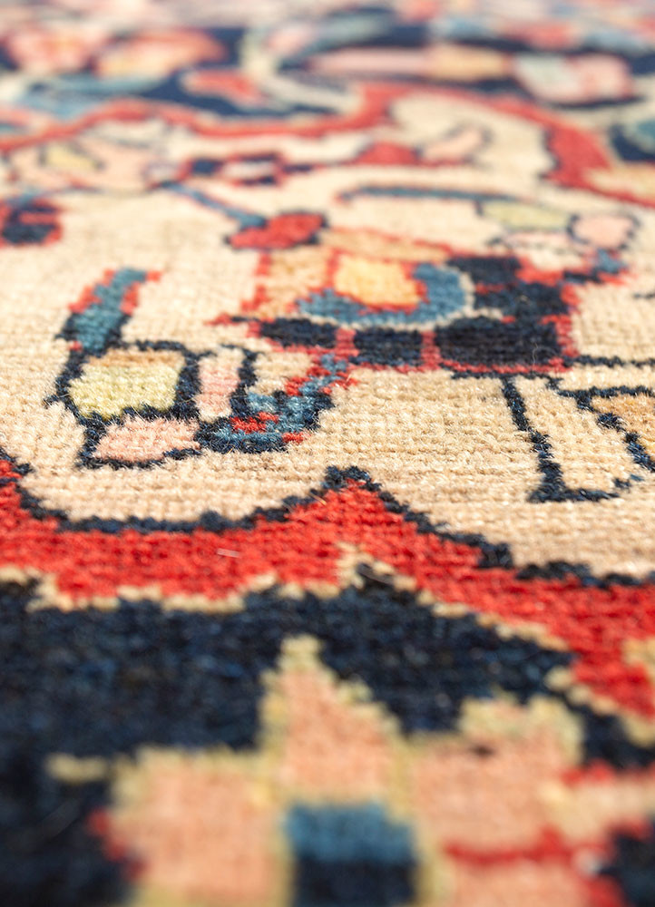 aalam red and orange wool hand knotted Rug - CloseUp aalam red and orange wool hand knotted Rug - CloseUp