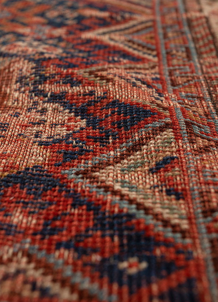 aalam red and orange wool flat weaves Rug - CloseUp