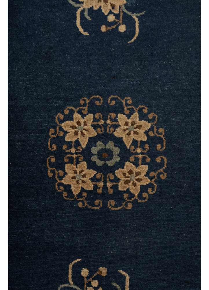 pechino blue wool hand knotted Rug - CloseUp